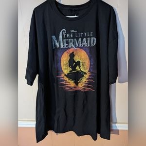 Disney The Little Mermaid Princess Ariel Sunset Silhouette T-Shirt Adult S Black